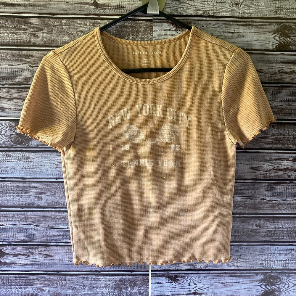 American Eagle Women's Short-Sleeved Top Size M‎ Tan Tennis NWT
